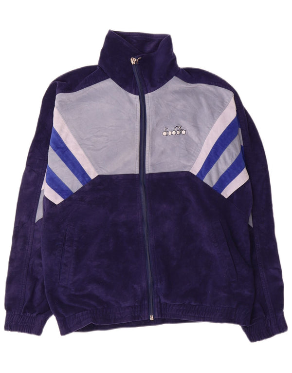 Jachetă de trening din velur Diadora pentru bărbați UK 36 Mic, albastru bleumarin