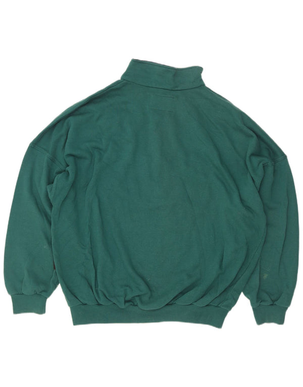 Hanorac vintage pentru bărbați, cu fermoar și gât. Jumper XL, verde, bumbac color bloc