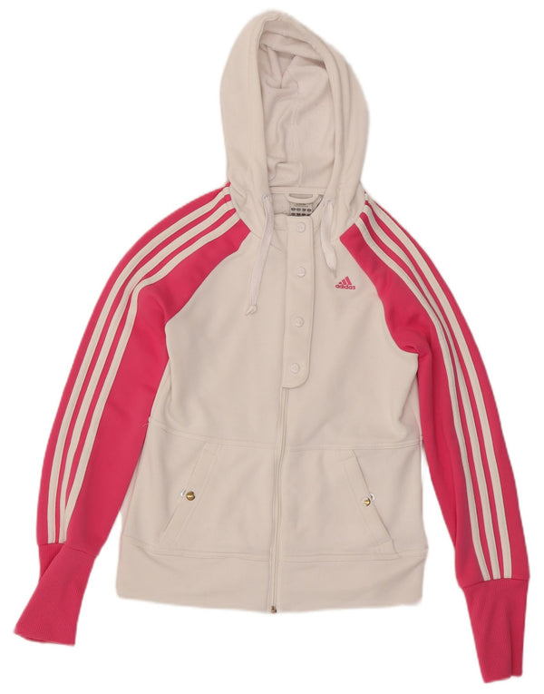 Pulover Adidas Clima 365 Zip Hoodie pentru femei UK 10 Small White Colorblock