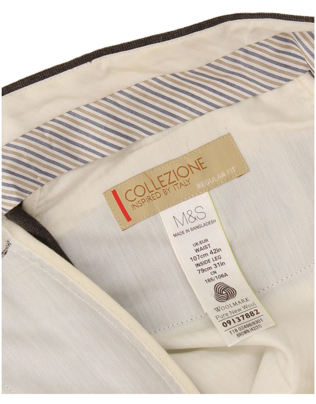 Pantaloni casual pentru bărbați Marks & Spencer, cu tăiere obișnuită, L42 L31 Lână neagră