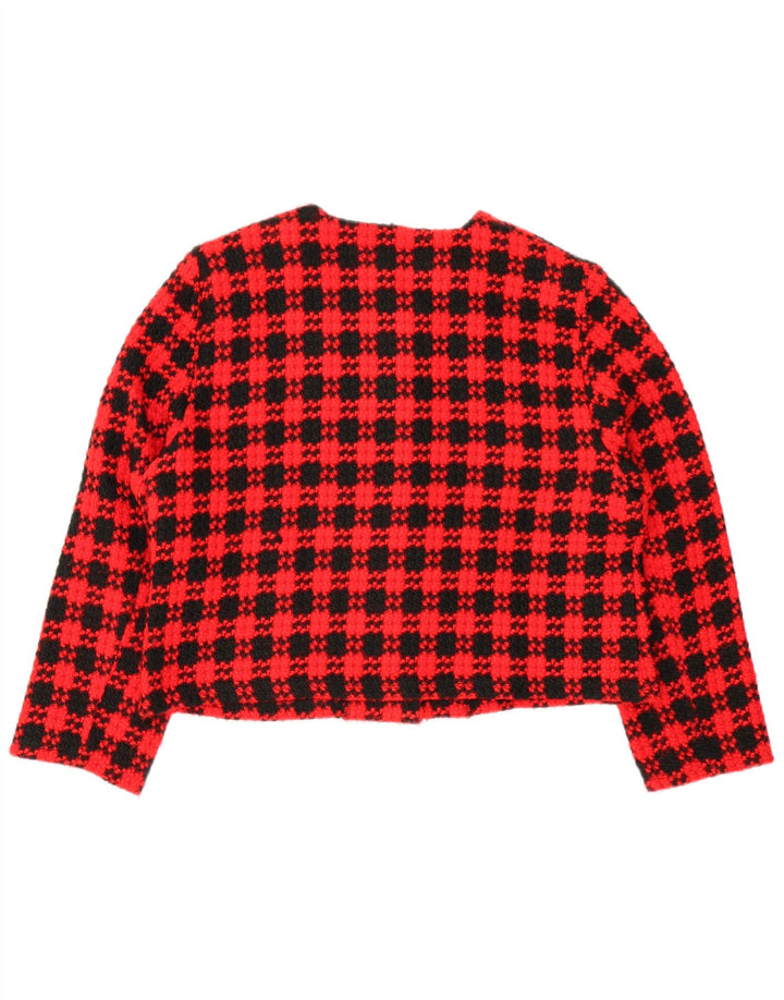 Jachetă pentru femei VINTAGE Crop 4 Button Blazer UK 18 XL Red Check