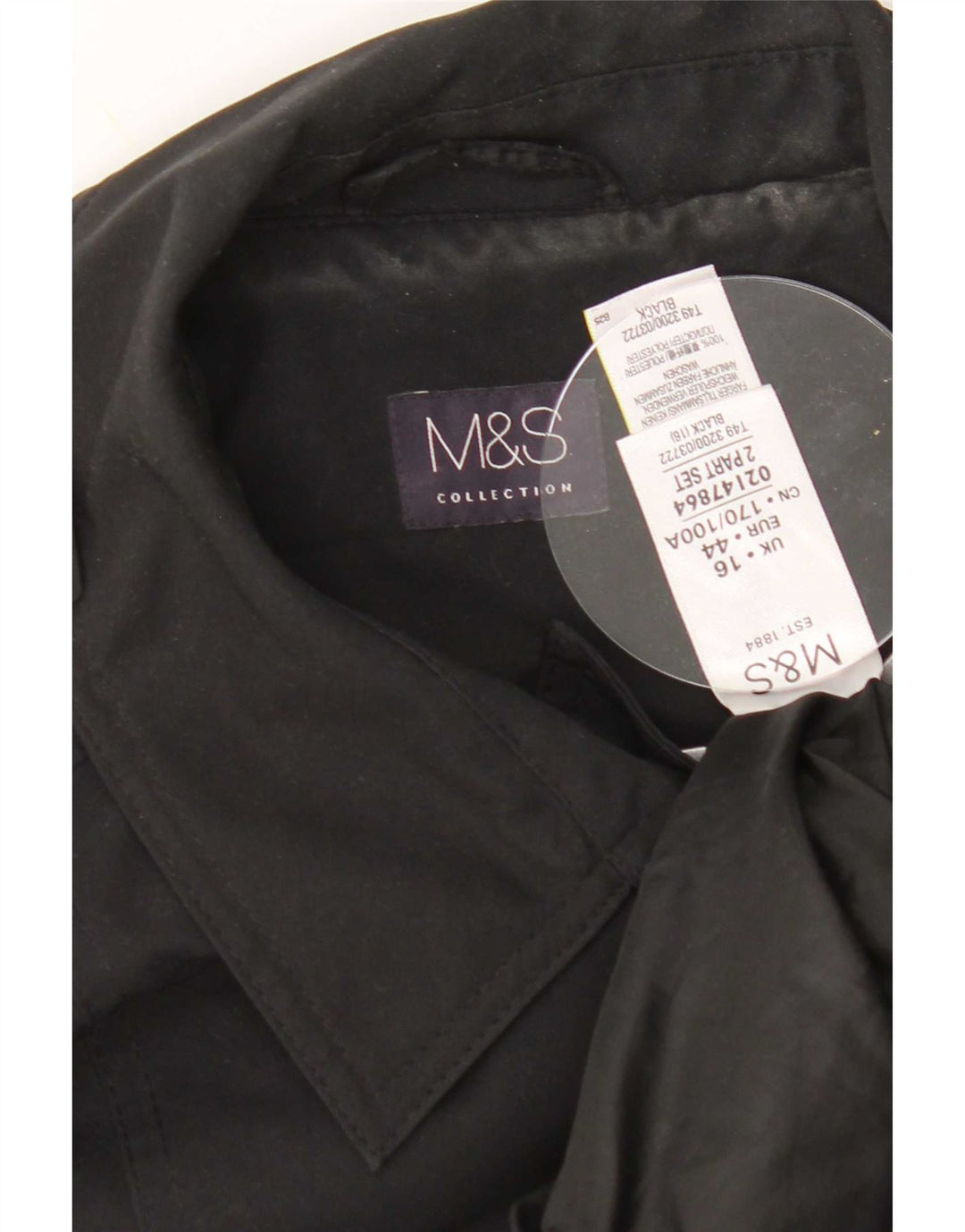 Trench pentru femei Marks & Spencer UK 16 Poliester negru mare