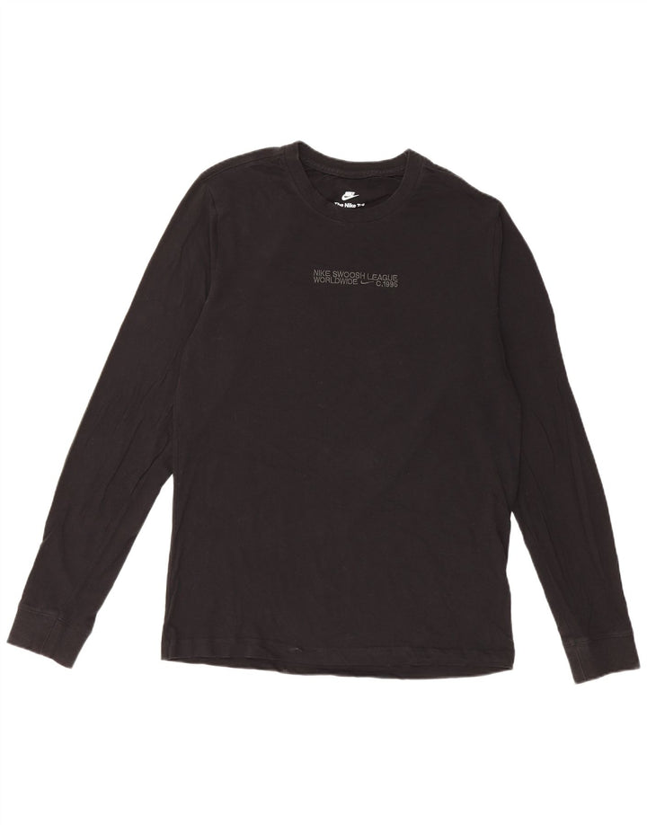 Top grafic Nike cu mânecă lungă pentru bărbați, bumbac negru mic