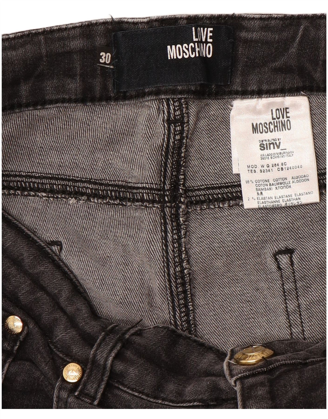 Blugi drepti pentru femei MOSCHINO W30 L31 bumbac negru