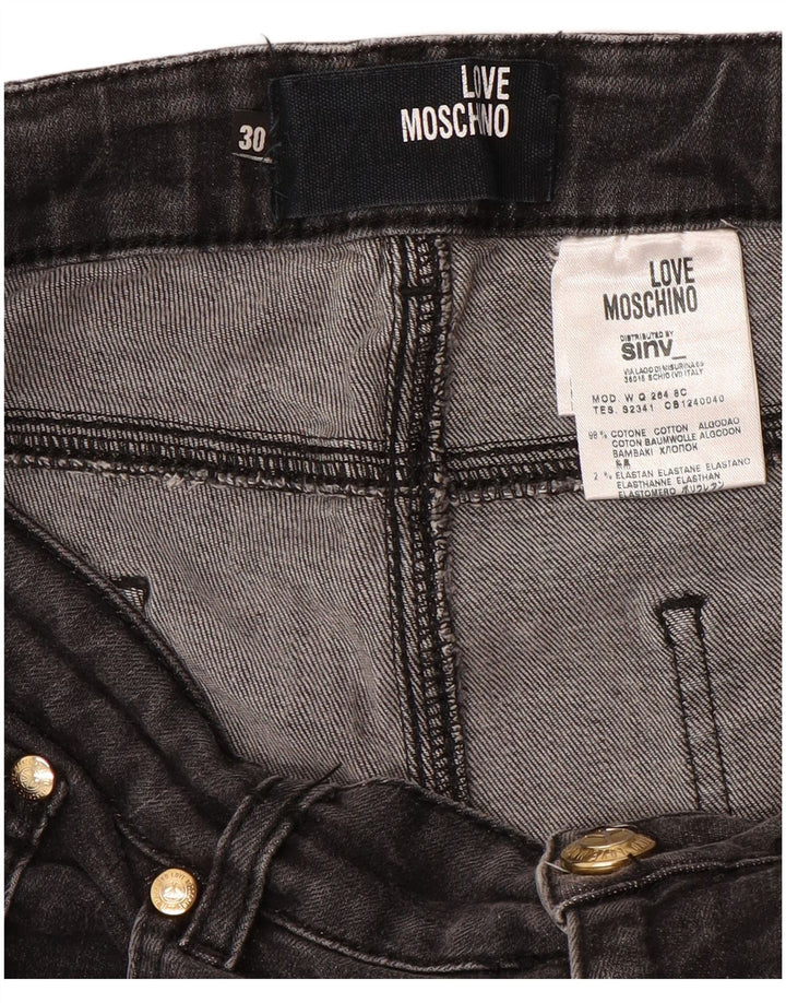 Blugi drepti pentru femei MOSCHINO W30 L31 bumbac negru