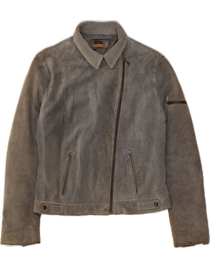 KOR@KOR Womens Suede Jacket IT 46 Large Grey Leather Vintage Kor@Kor and Second-Hand Kor@Kor from Messina Hembry 