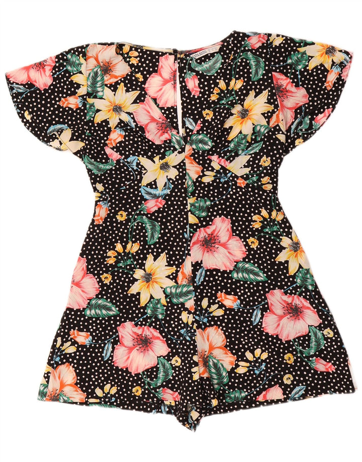 ZARA Womens Playsuit UK 10 Small Black Floral