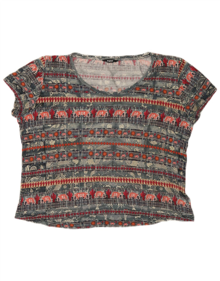 DESIGUAL Tricou grafic pentru femei Top UK 20 2XL Gri Viscoza