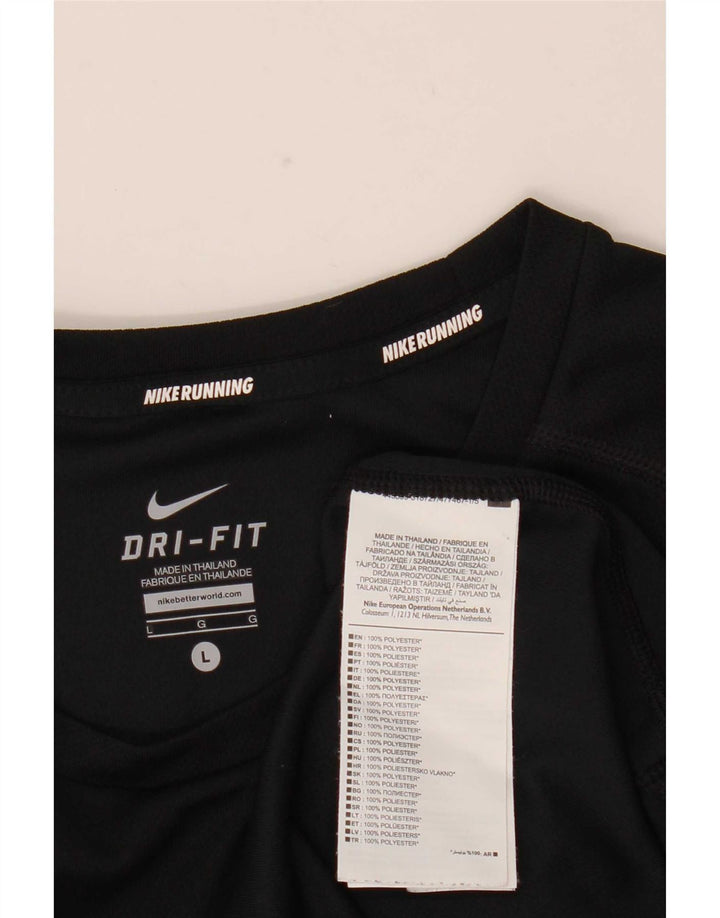 Nike pentru bărbați Dri Fit Top cu mânecă lungă, mare, negru, poliester