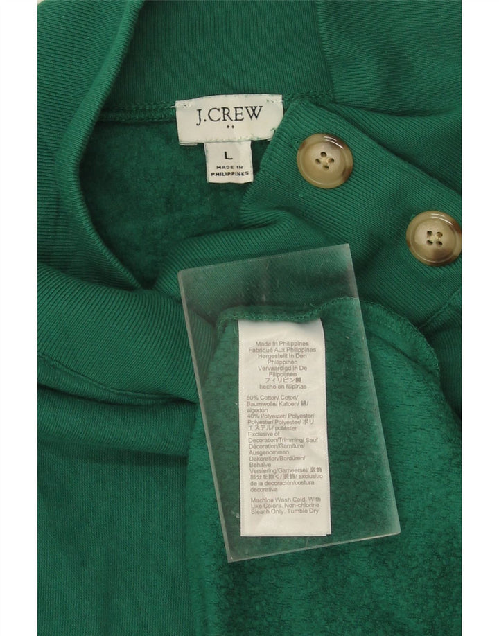 J. CREW Womens Button Neck Sweatshirt Jumper UK 16 Large Green Cotton Vintage J. Crew and Second-Hand J. Crew from Messina Hembry 