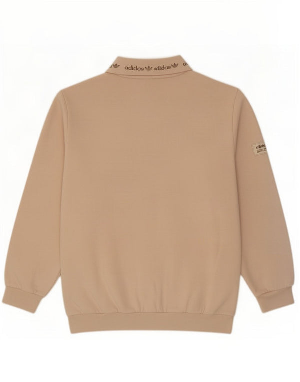 Hanorac pentru bărbați Adidas Graphic, cu fermoar și gât, Jumper mic, bej, bumbac