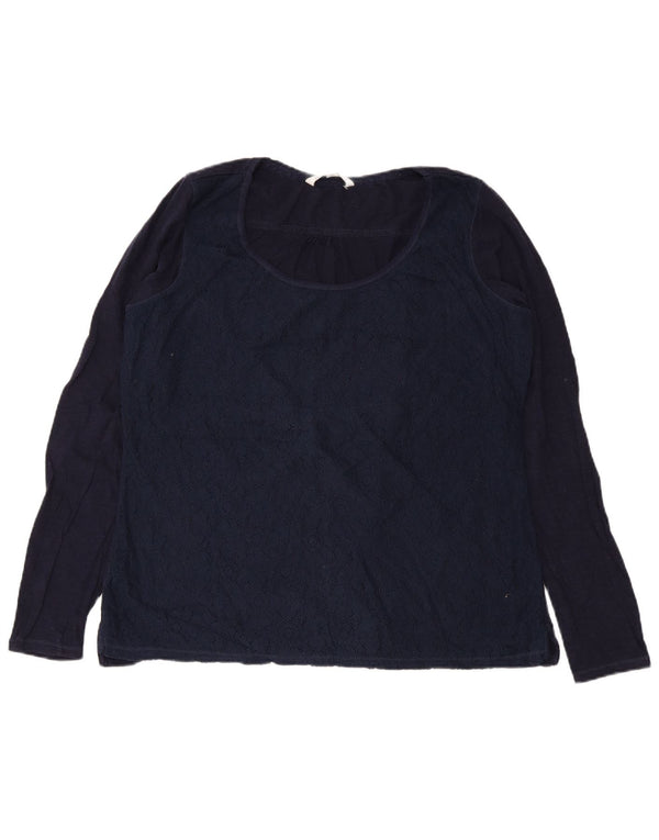 Bluză cu mânecă lungă pentru femei Fat Face UK 18 XL Bumbac floral albastru bleumarin