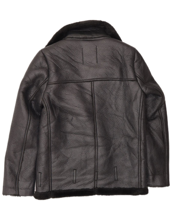 Jachetă Sherpa pentru motociclist, supradimensionată, pentru femei, Marea Britanie 6 XS, poliester negru