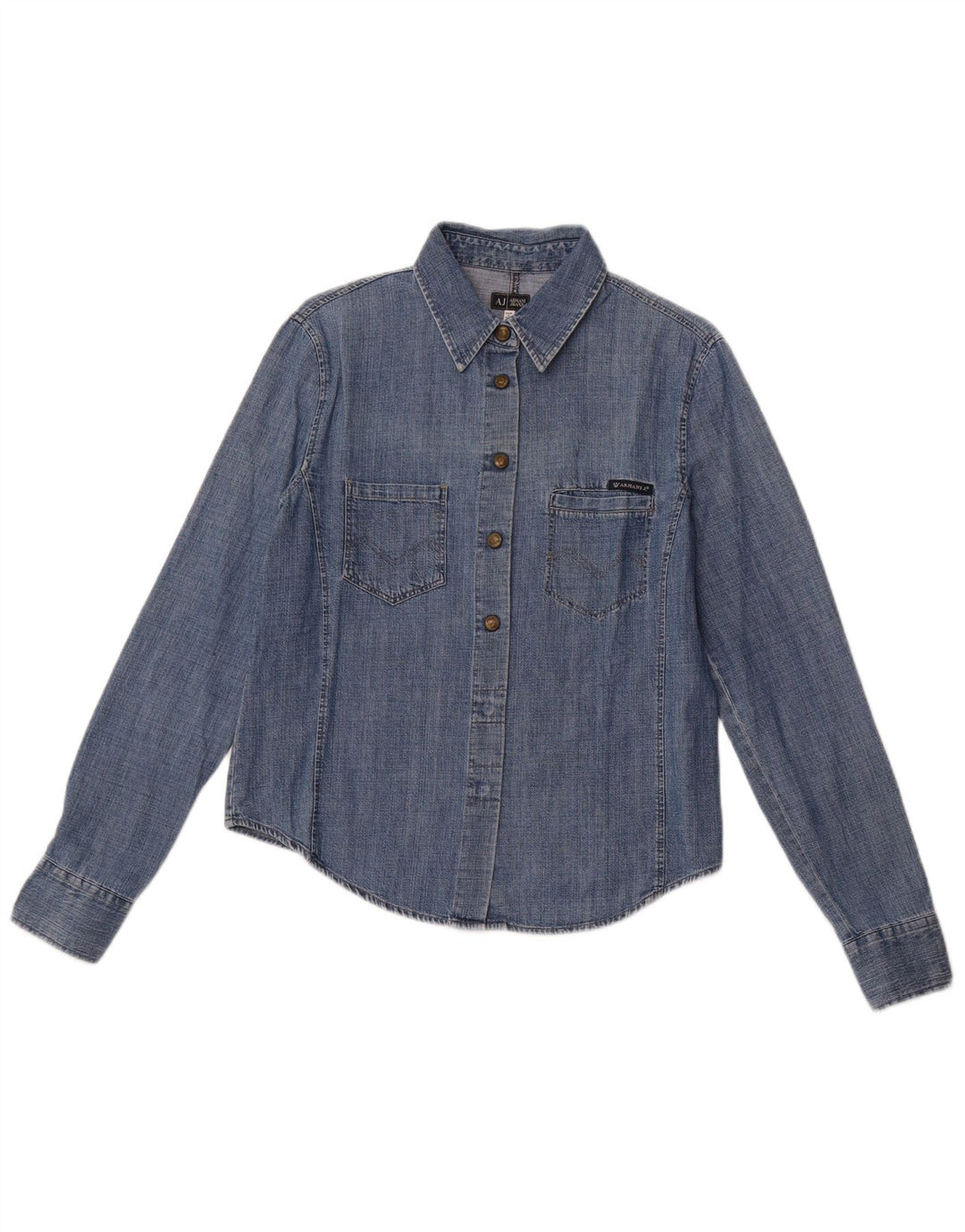 ARMANI JEANS Cămașă de blugi pentru femei UK 14 Bumbac albastru mediu