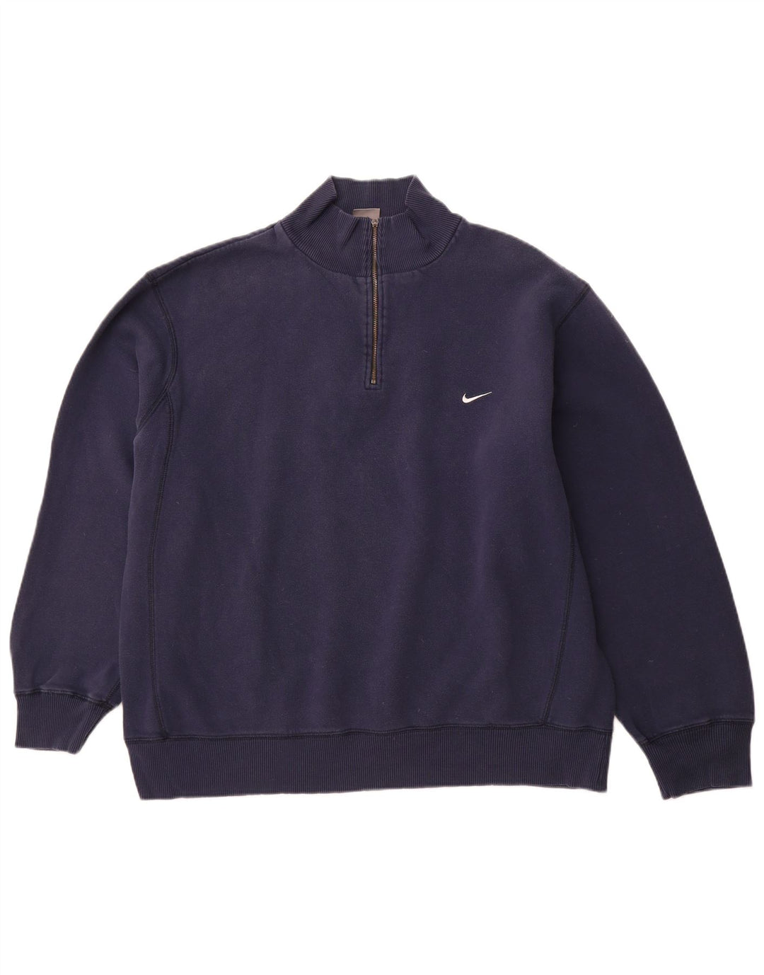 Pulover pentru bărbați NIKE, cu fermoar și gât, UK 45/47 XL, bumbac, albastru bleumarin