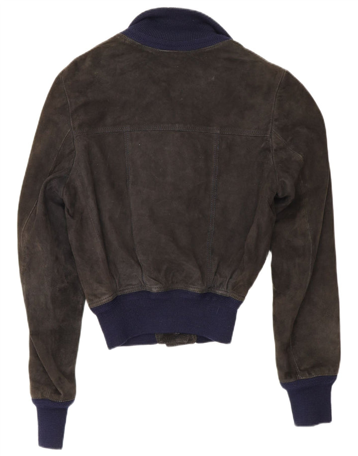 Bomber Reda pentru femei de piele intoarsa UK 10 Mic, negru, color block
