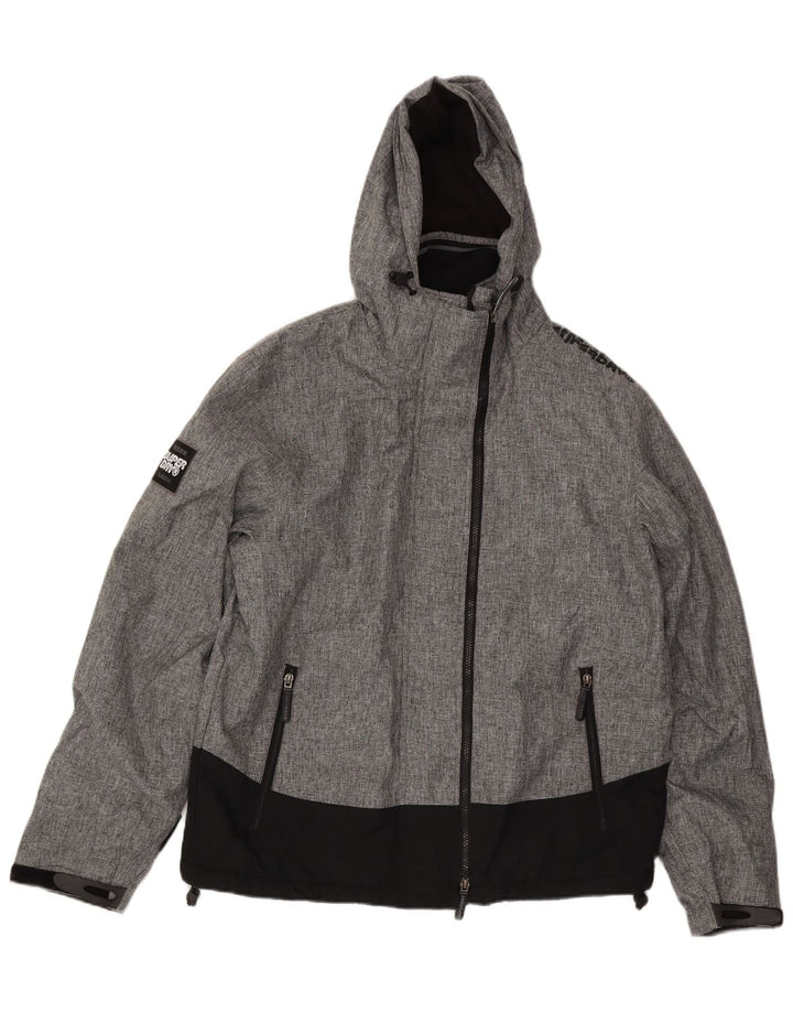 SUPERDRY Jachetă de vânt cu glugă pentru femei UK 20 2XL Gri Colorblock