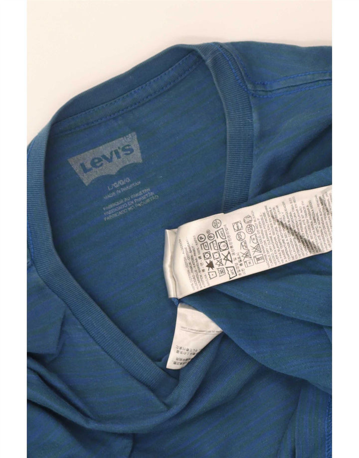 Top pentru bărbați Levi's cu mânecă lungă, mare, albastru, bumbac cu dungi