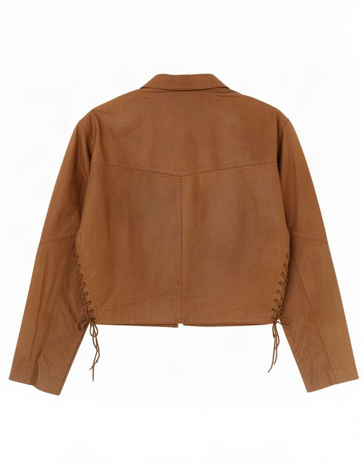 Jachetă de piele vintage pentru femei UK 18 XL maro