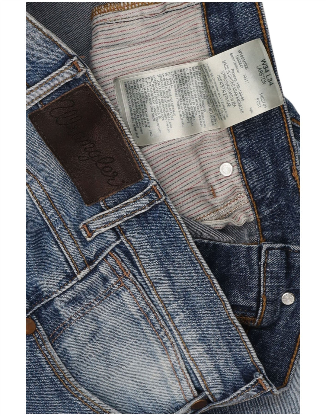 WRANGLER Blugi Larston Straight pentru bărbați W34 L27 Bumbac albastru