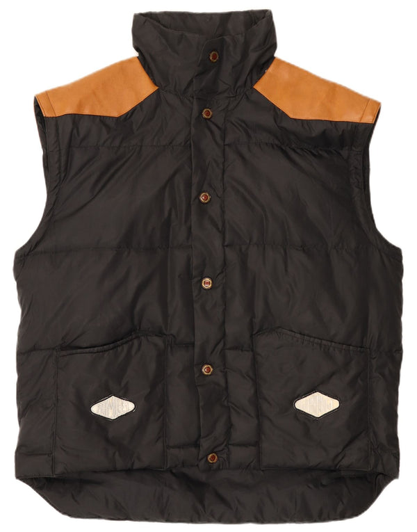 Gilet căptușit vintage pentru bărbați UK 42 XL negru Colorblock