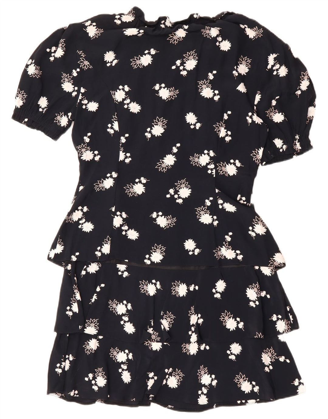 VINTAGE Rochie Femei Peplum EU 38 Mediu Bleumarin Viscoză Florală