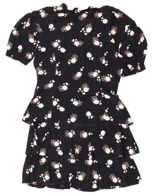 VINTAGE Rochie Femei Peplum EU 38 Mediu Bleumarin Viscoză Florală