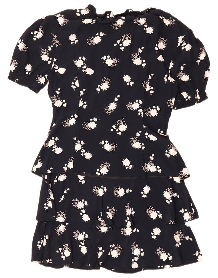 VINTAGE Rochie Femei Peplum EU 38 Mediu Bleumarin Viscoză Florală