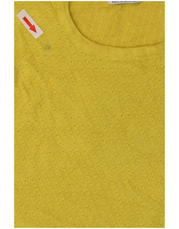 Pulover pentru damă Zara, cu decolteu triplu, UK 12, galben mediu