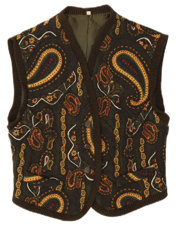 Vestă de damă Vintage Crop IT 44 Medium Green Paisley Wool