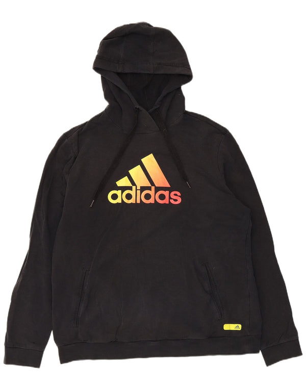 Adidas Womens Graphic Hoodie Jumper UK 20/22 XL Black Cotton