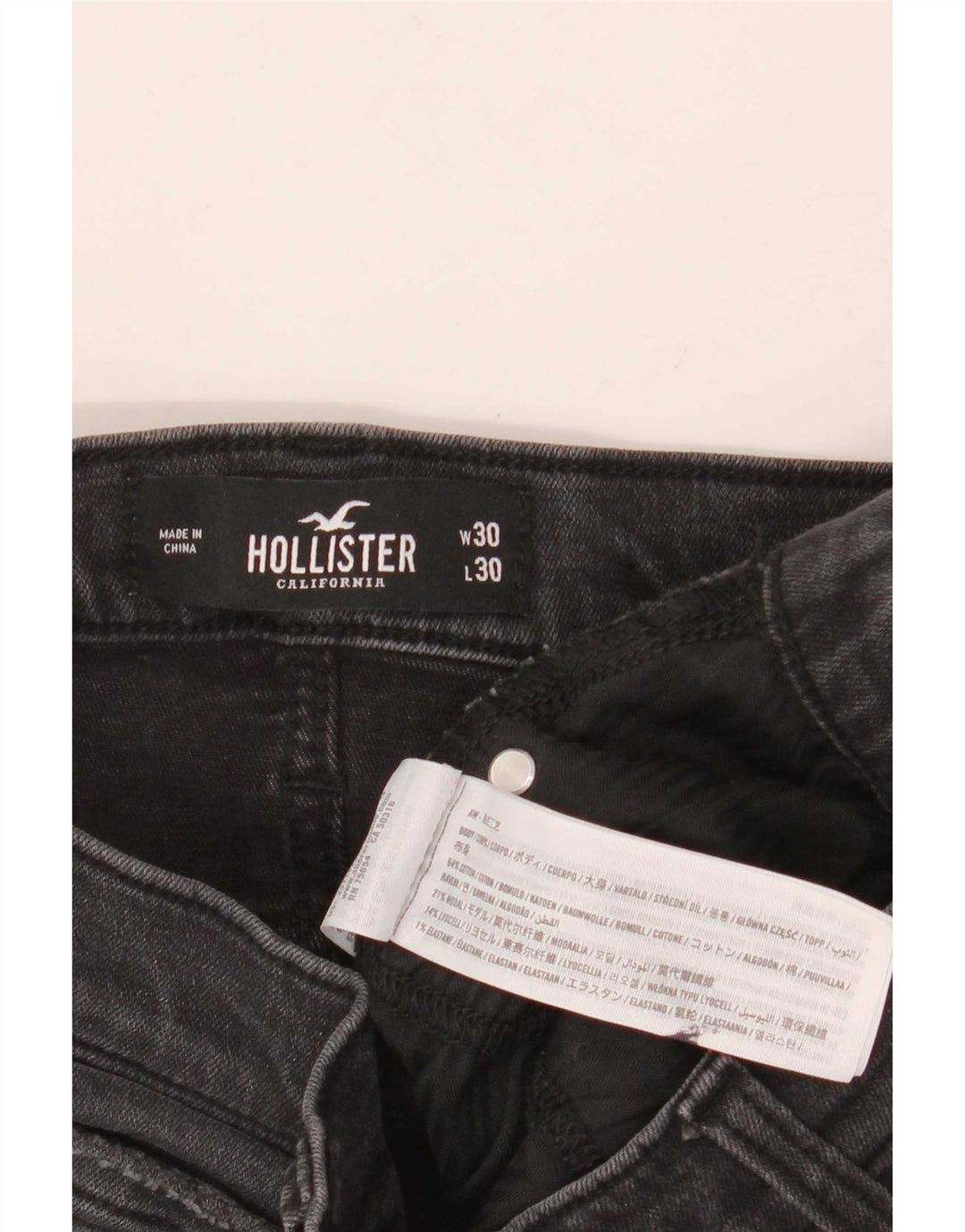 Blugi Hollister pentru bărbați distressed slim W30 L30 bumbac gri