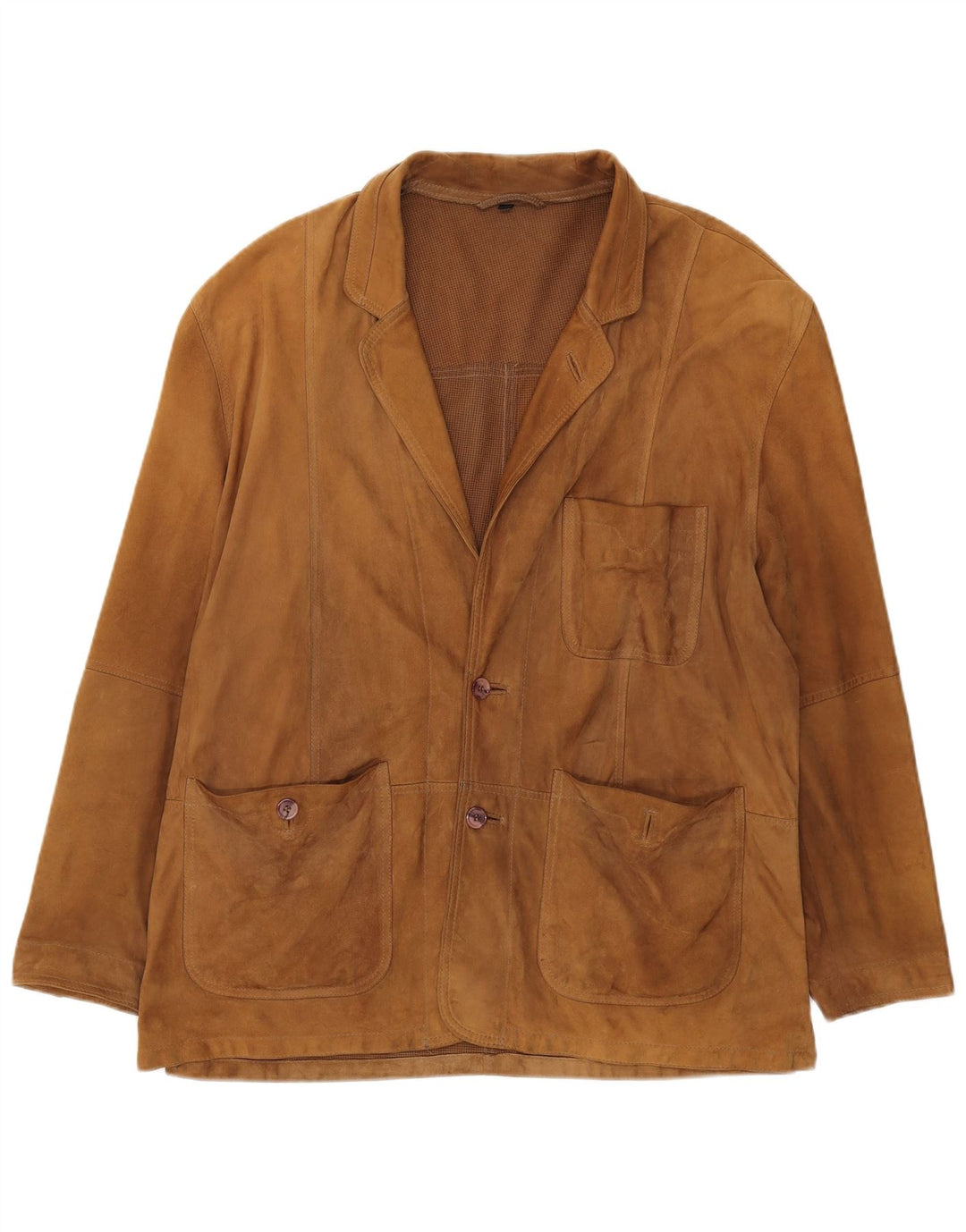 Jachetă pentru bărbați VINTAGE din piele intoarsa cu 2 nasturi UK 42 XL din piele maro