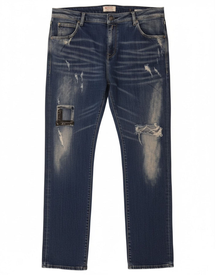 Replay blugi slim pentru femei Katewin distressed W32 L32 bumbac albastru