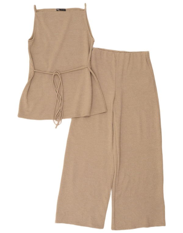 Set 2 piese pentru femei Zara UK 8 Small W28 L28 Bej Poliester