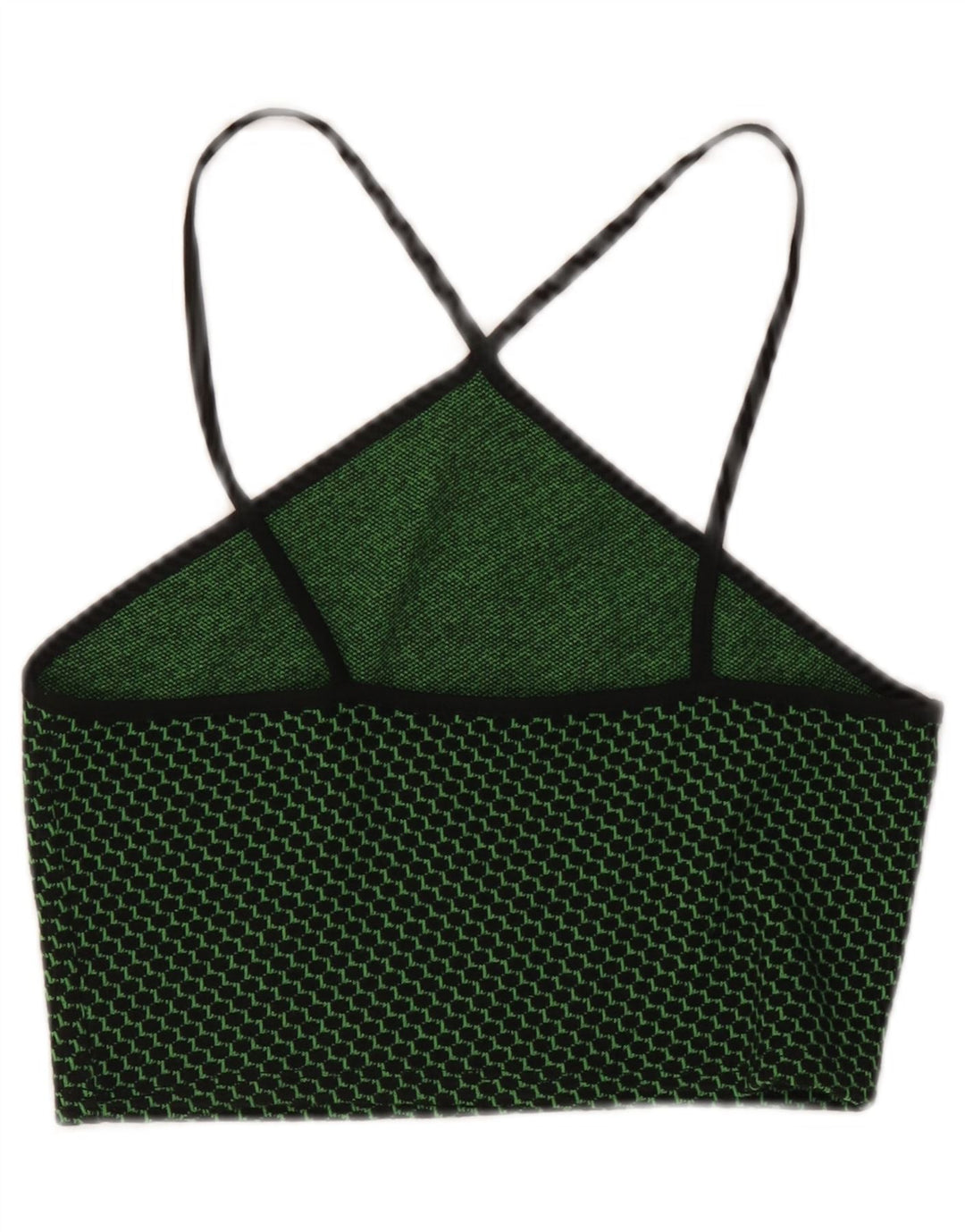 Top Crop Halter pentru femei Zara UK 12 Medium Green Spotted