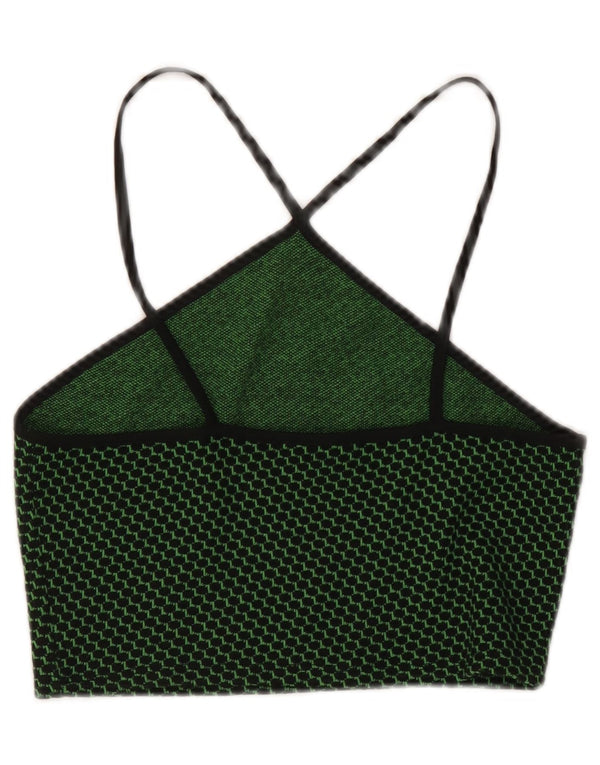 Top Crop Halter pentru femei Zara UK 12 Medium Green Spotted