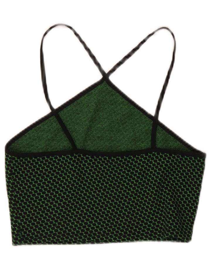 Top Crop Halter pentru femei Zara UK 12 Medium Green Spotted