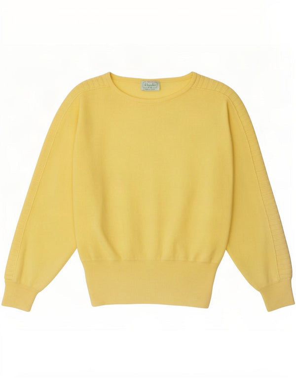 Pulover Benetton pentru femei cu gât de barcă IT 48 XL Lână galbenă