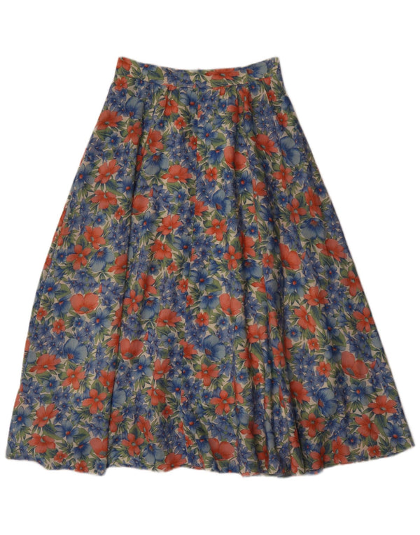 Fusta evazată pentru femei Vintage EU 40 Medium W28 Poliester Floral Albastru