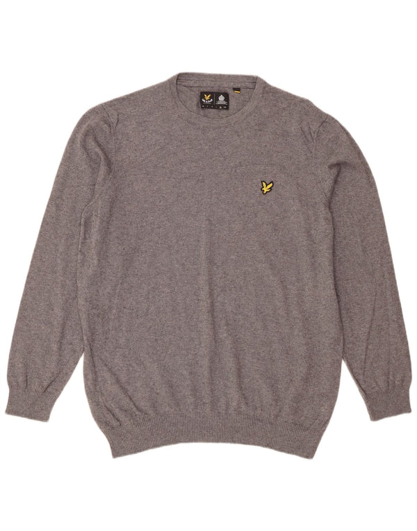 Pulover Lyle & Scott pentru bărbați, cu gât crew, XL, bumbac gri