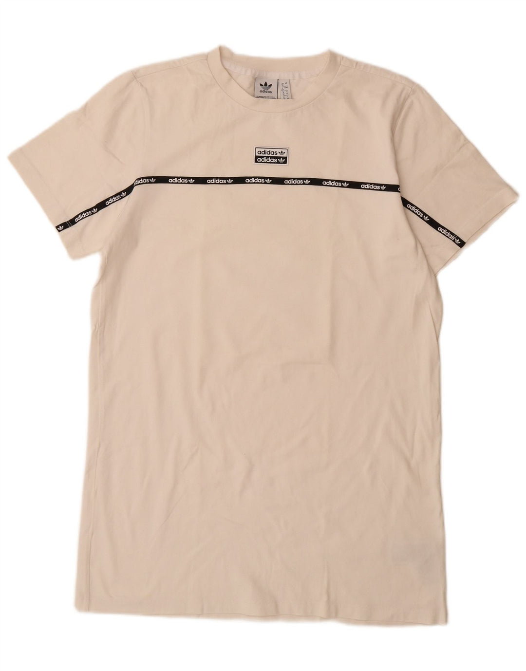 Rochie tricou grafic ADIDAS pentru femei UK 12 Bumbac alb mediu mediu