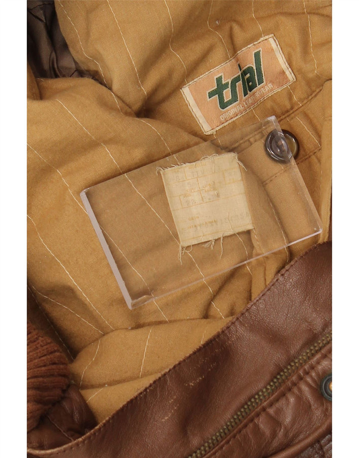 Geaca de piele vintage pentru barbati IT 48 piele maro medie