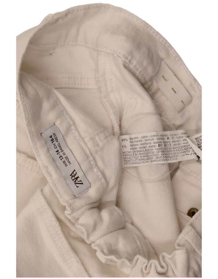 Pantaloni Scurt Denim ZARA Fete 13-14 Ani W27 Bumbac Alb