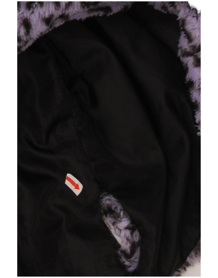 Jachetă bomber din blană artificială pentru femei VINTAGE UK 18 XL violet cu imprimeu animal