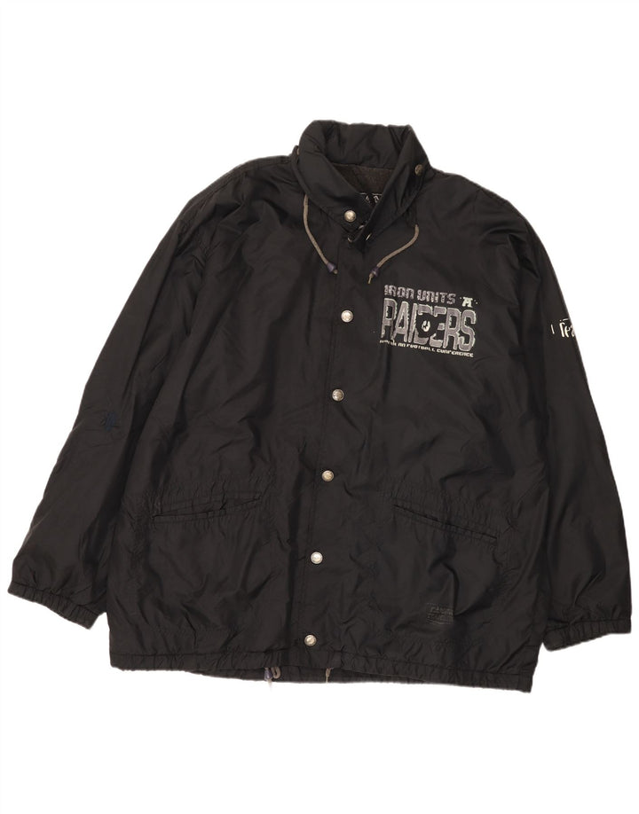 Jachetă de ploaie grafică NFL Raiders pentru bărbați UK 42 XL Nylon negru