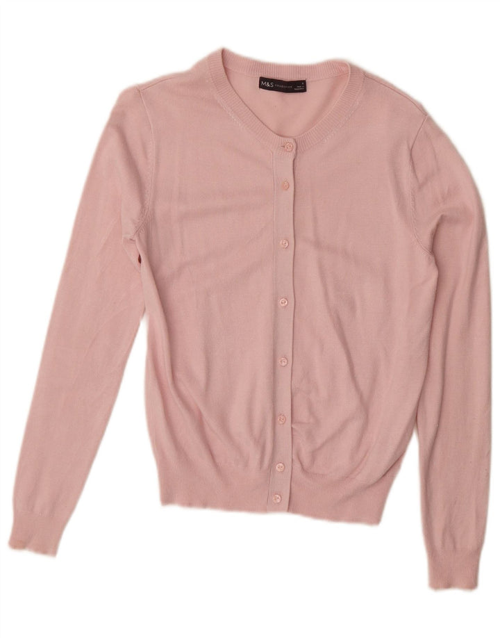 MARKS & SPENCER Pulover cardigan pentru femei UK 8 Small Pink Viscose