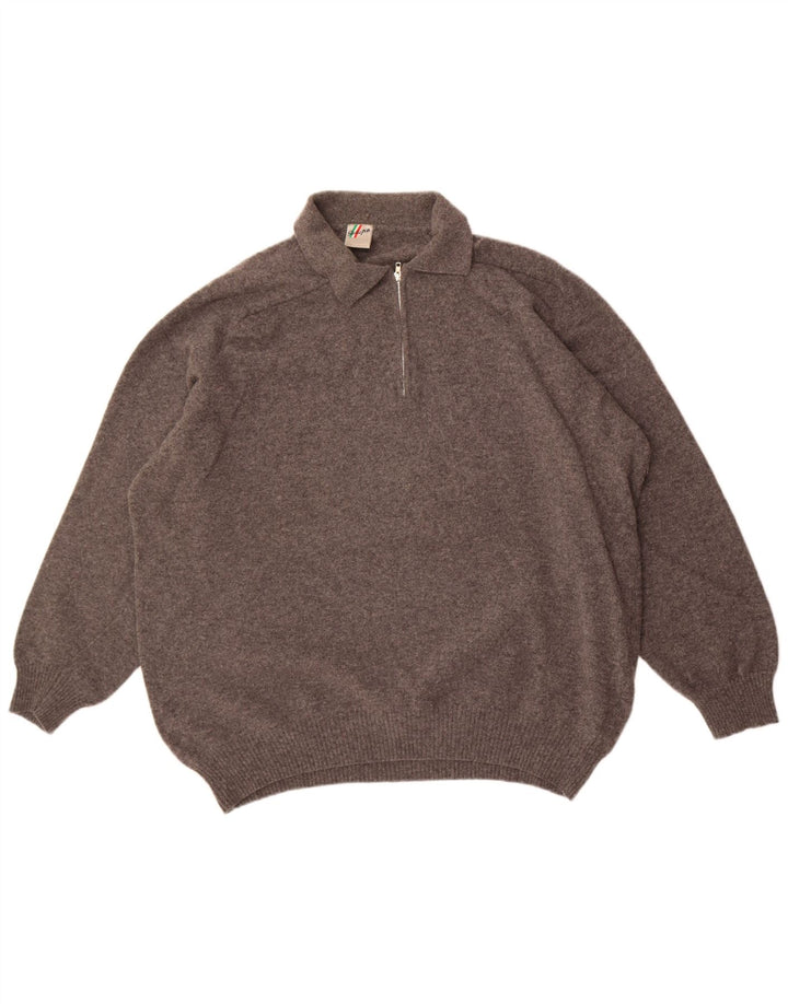 Pulover pentru bărbați Studio Pitti cu gât polo Walbusch, 2XL, lână virgină gri