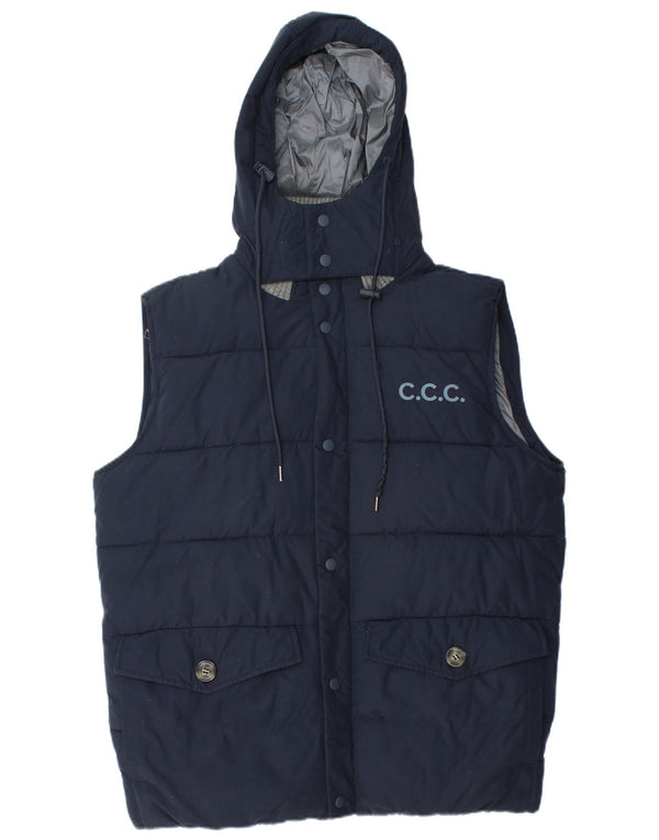 Crew Clothing Gilet căptușit cu glugă pentru bărbați UK 38 Medium Bluemarin Bumbac