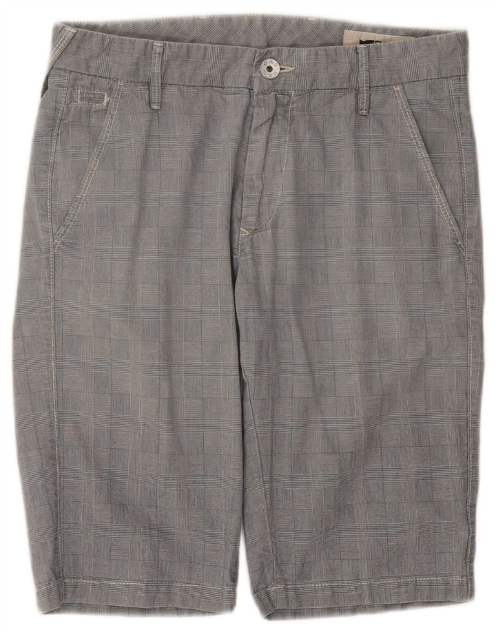 Pantaloni scurți chino pentru bărbați GAS W30, bumbac cu carouri, gri mediu